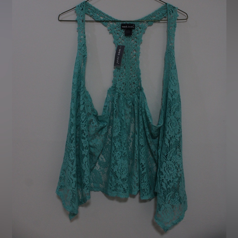 Wet Seal Teal Lace Tank Top